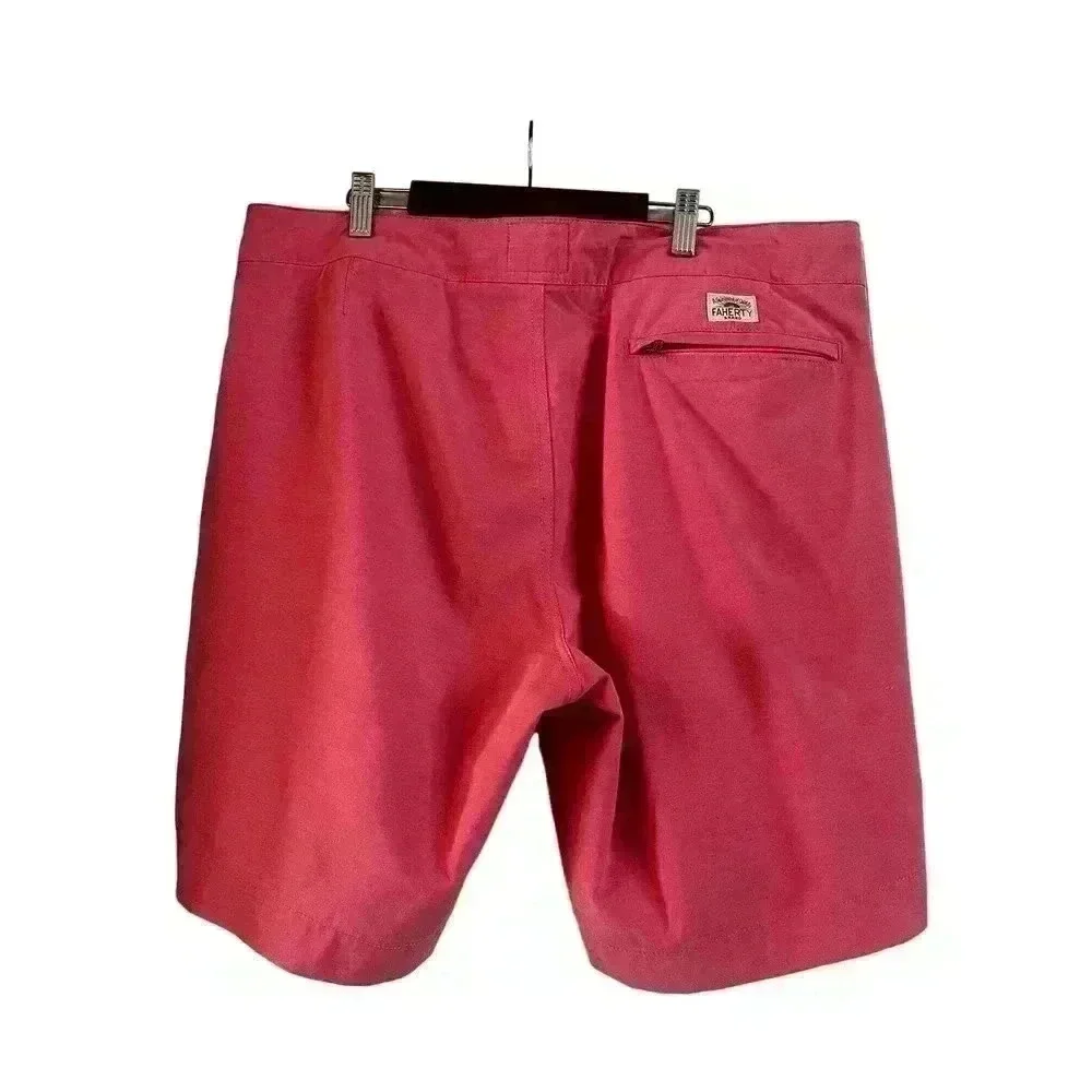 Faherty Men’s All Day Shorts Pink Size 35 Drawstring Pockets 9” Inseam